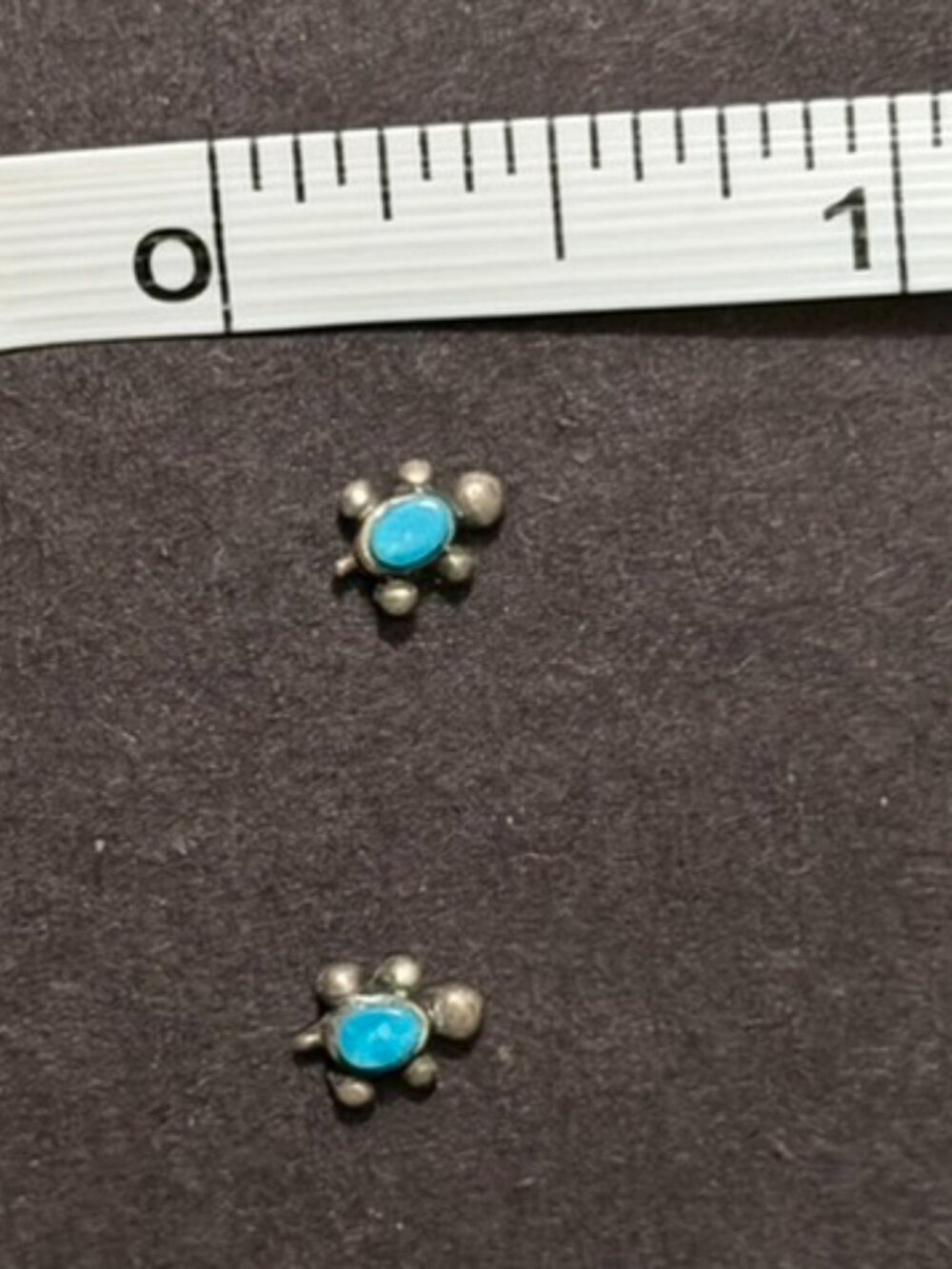 Dainty Native Style Turquoise Cabochon Silver Ball Stud Earrings
